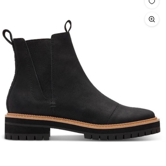 Toms Black Chelsea Lug Sole Ankle Boots with Tan Welt - Picture 2 of 8